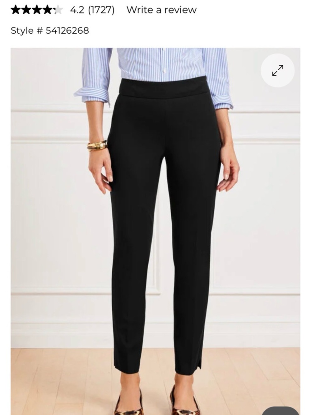 Talbots Black Pull-On Slim Ankle Pants